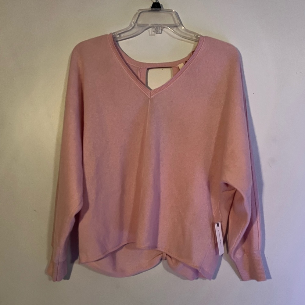 Anthropologie Pilcro The Back Out Pink Rose Cashmere Sweater M Medium NWT New